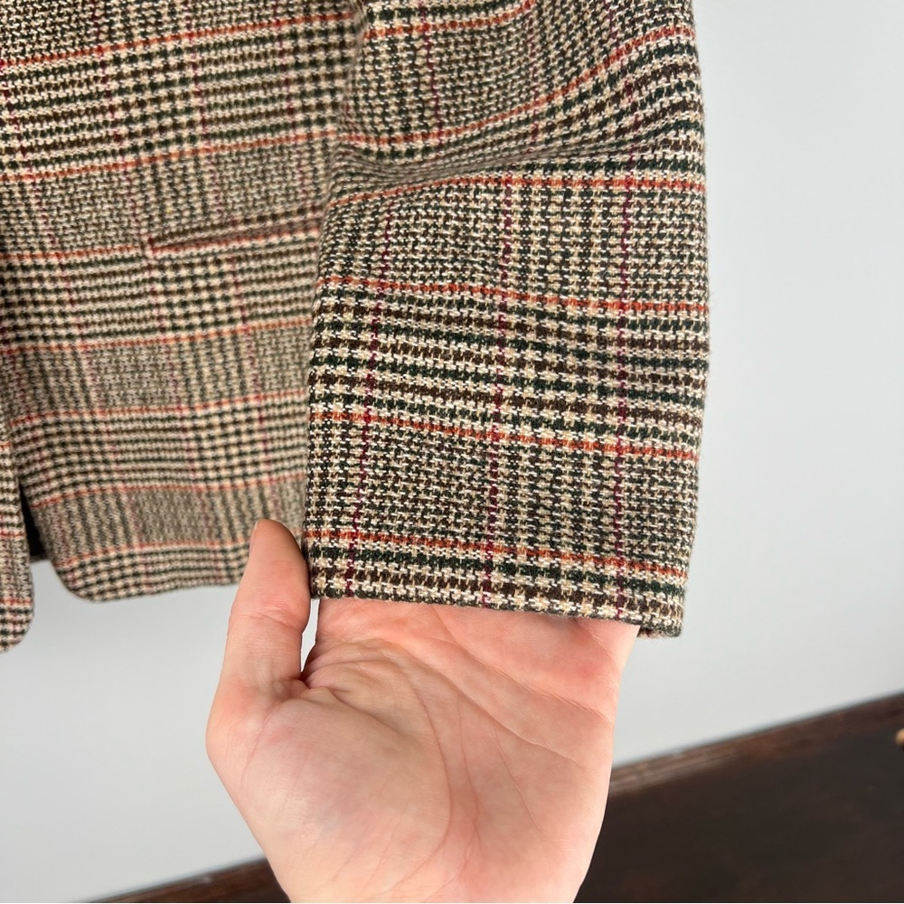 Vintage Fay Leslie Blazer Womens Plaid Size 6P Brown Jacket - Picture 10 of 15